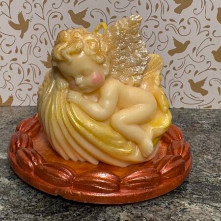 Baby Angel on wax scalloped Coaster